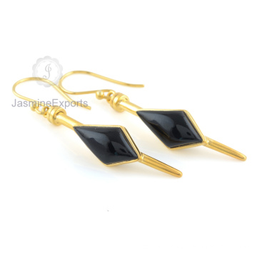 Brincos de ouro 18k, fornecedor por atacado para brincos de pérola preta Onyx para mulheres